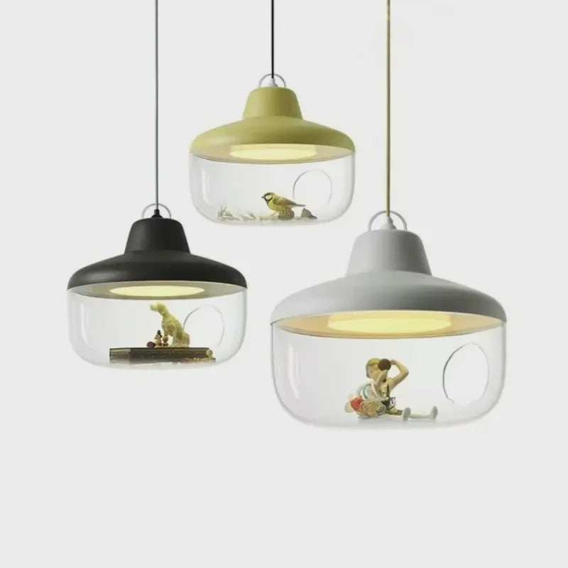 Moderne Glazen LED Hanglamp met Decoratieve Elementen - Sfeervolle Verlichting voor Woonkamer & Kinderkamer