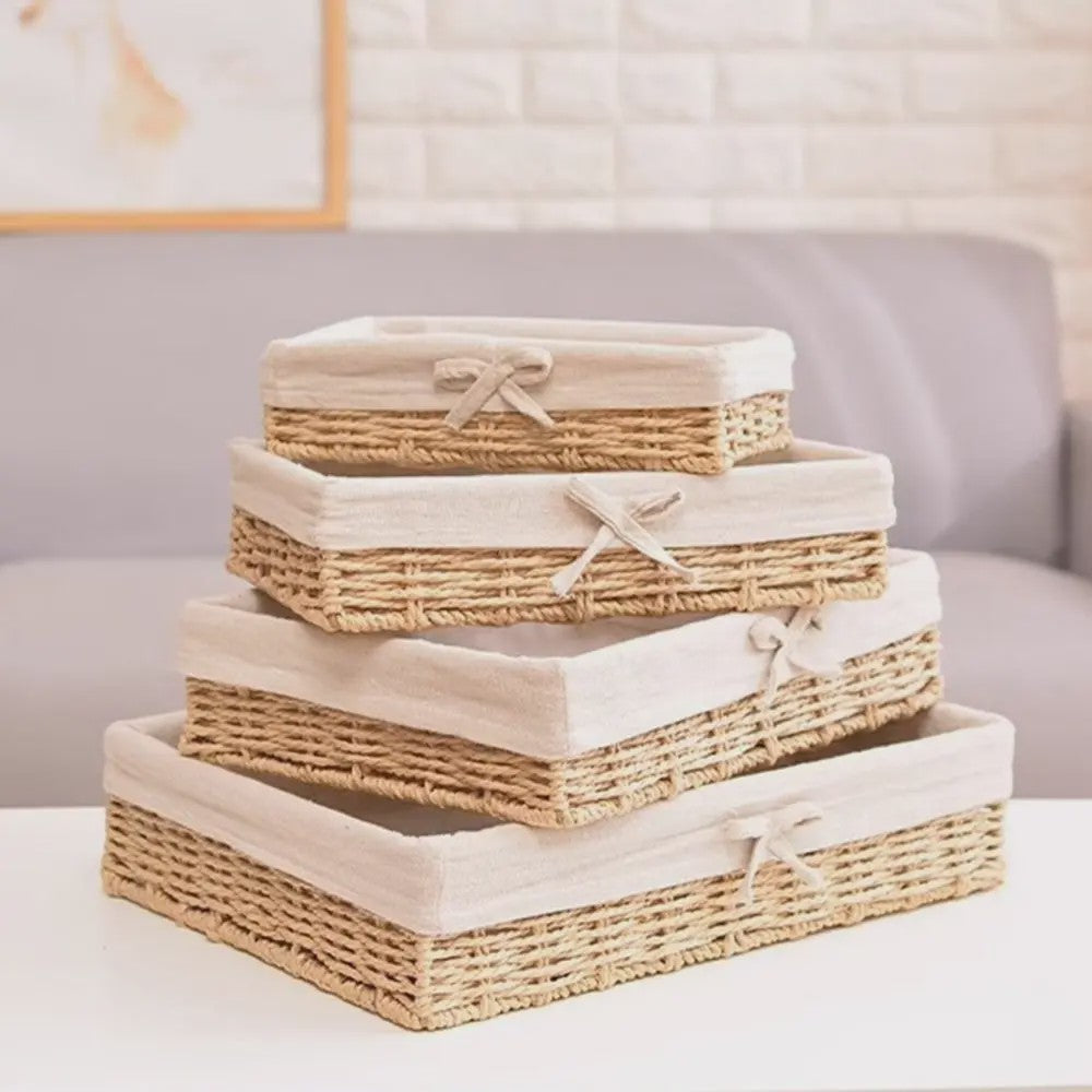 Handgemaakte Rotan Opbergmand Rechthoekig - Bohemian Stijl