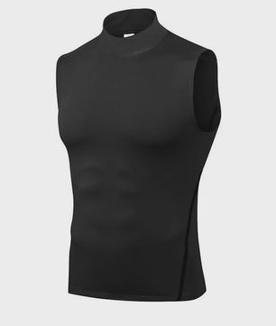 Heren Mouwloos Compressie Turtleneck Tanktop - Sneldrogend Sport Base Layer