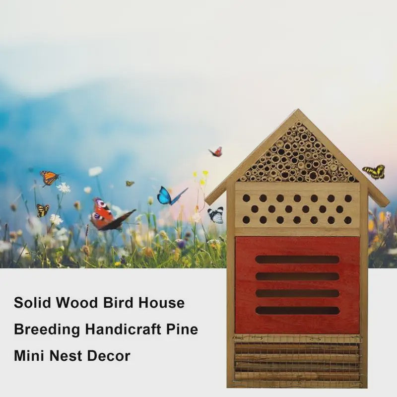 Handgemaakt Houten Bijenhotel voor Tuin - Habitat voor Insecten, Vlinders & Lieveheersbeestjes