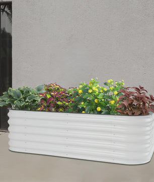 Verhoogd Plantenbed Verzinkt Staal Ovaal 195x60x43cm - Wit/Lichtgrijs