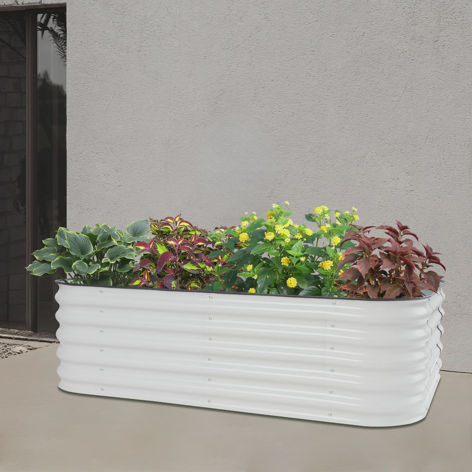 Verhoogd Plantenbed Verzinkt Staal Ovaal 195x60x43cm - Wit/Lichtgrijs