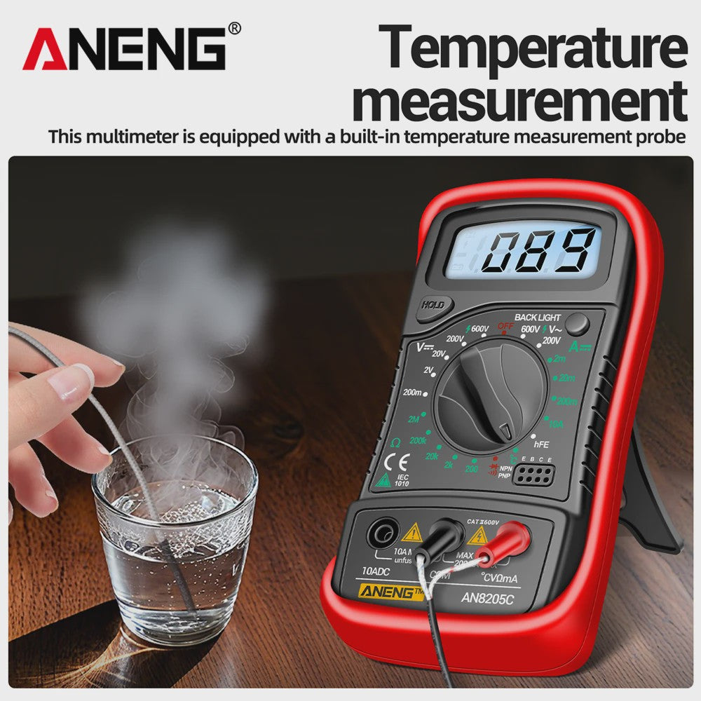 ANENG AN8205C Digitale Multimeter - AC/DC Spanning, Stroom, Weerstand Tester met LCD & Backlight