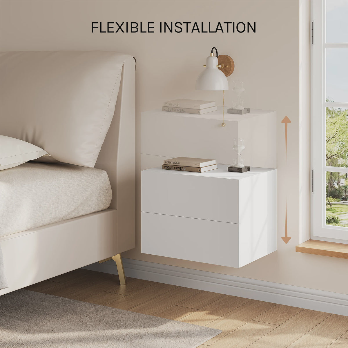 Zwevende Nachtkastje met Lade - Wandmontage - Modern Design (2 Stuks)