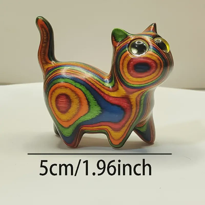 Houten Kat Beeldje - Creatieve Houtsnede Decoratie