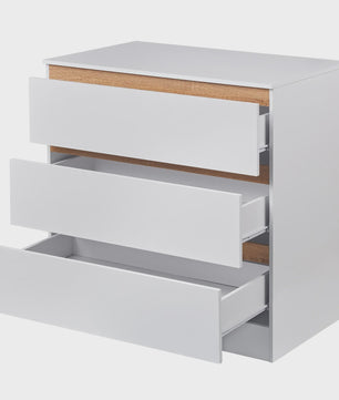 Moderne Witte Ladekast met 3 Lades - 80x78x48cm - Stijlvolle Opberger voor Woonkamer, Slaapkamer of Hal