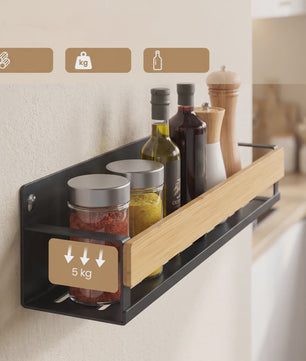 4-delige Bamboe Kruidenrek Set voor Wandmontage - Keuken Organizer