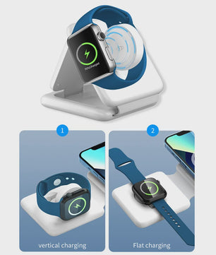 3-in-1 Magnetische Draadloze Oplader Stand voor iPhone, Apple Watch & AirPods - Snelladen