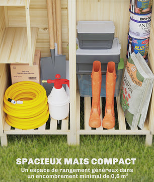 Outsunny Houten Tuinkast met Dubbele Zone en Verwijderbare Planken - 106x57x167 cm