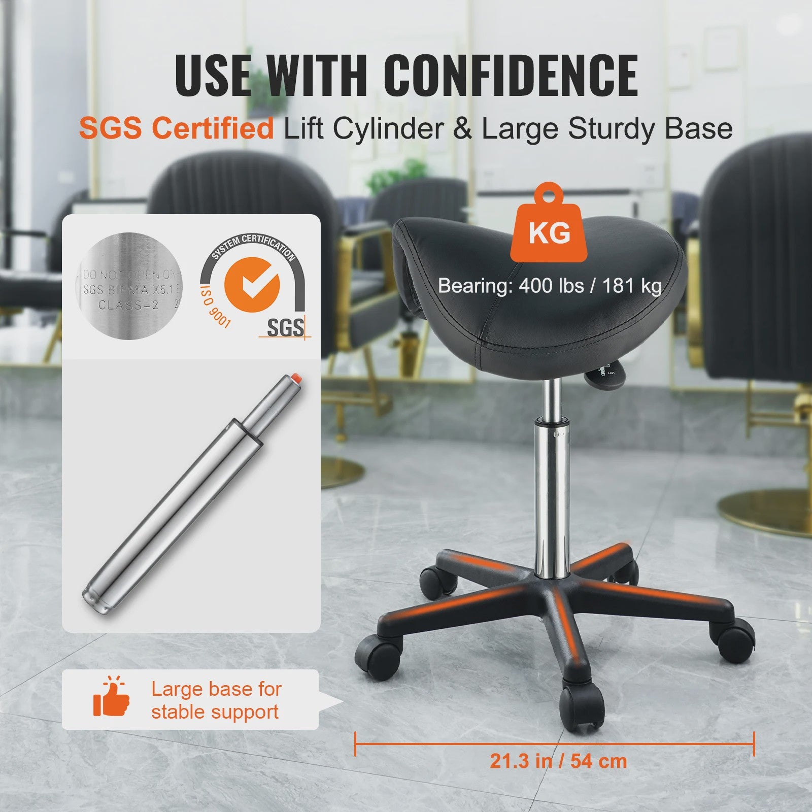 Ergonomische Zadelkruk met Wielen - In Hoogte Verstelbaar & 360° Draaibaar