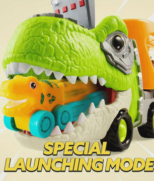 Dinosaurussen Vrachtwagen met 6 Mini Auto's - Licht & Geluid - Speelgoed voor Kinderen