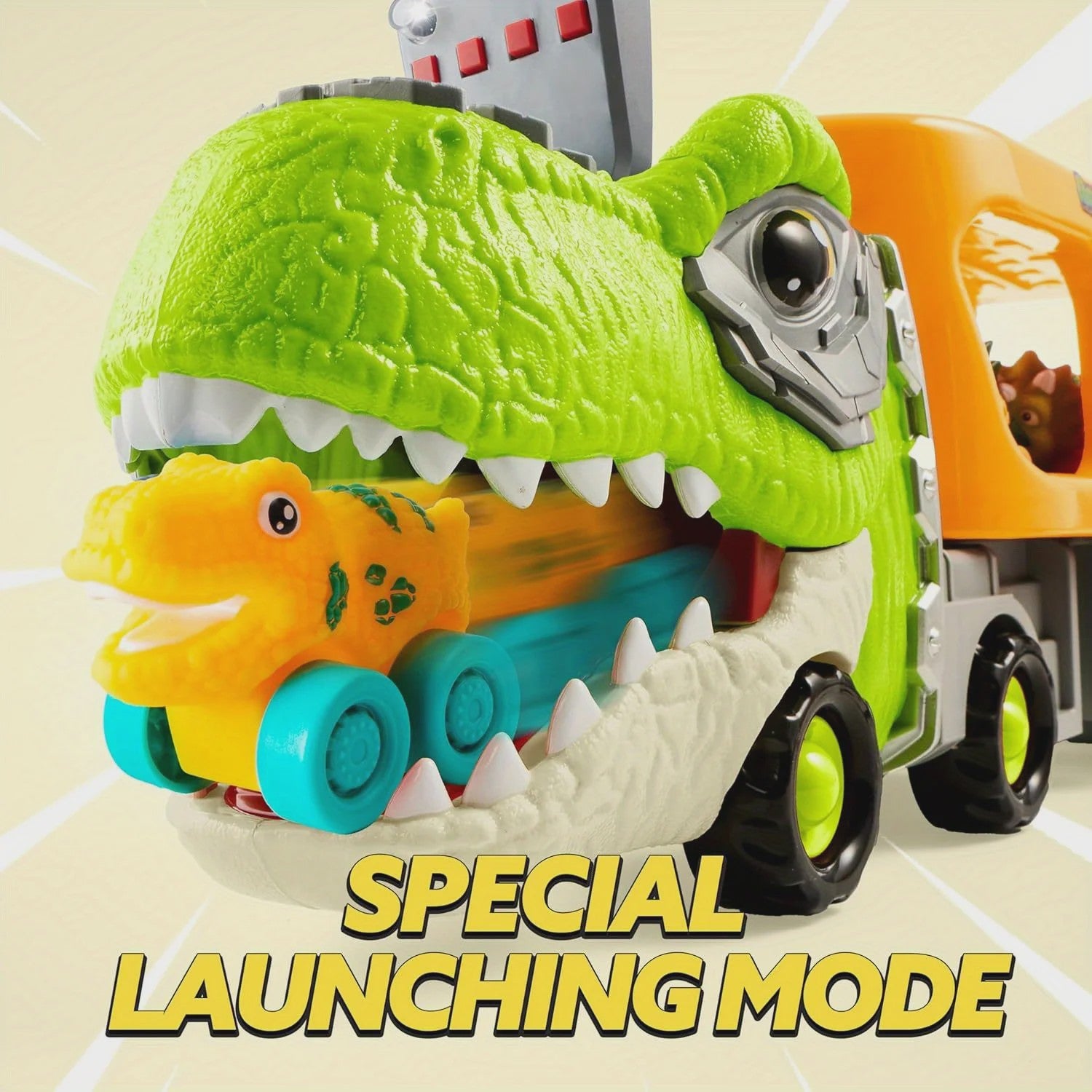 Dinosaurussen Vrachtwagen met 6 Mini Auto's - Licht & Geluid - Speelgoed voor Kinderen