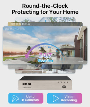 ZOSI 3K Lite Beveiligingscamera Systeem met AI Detectie & 8-Kanaals DVR