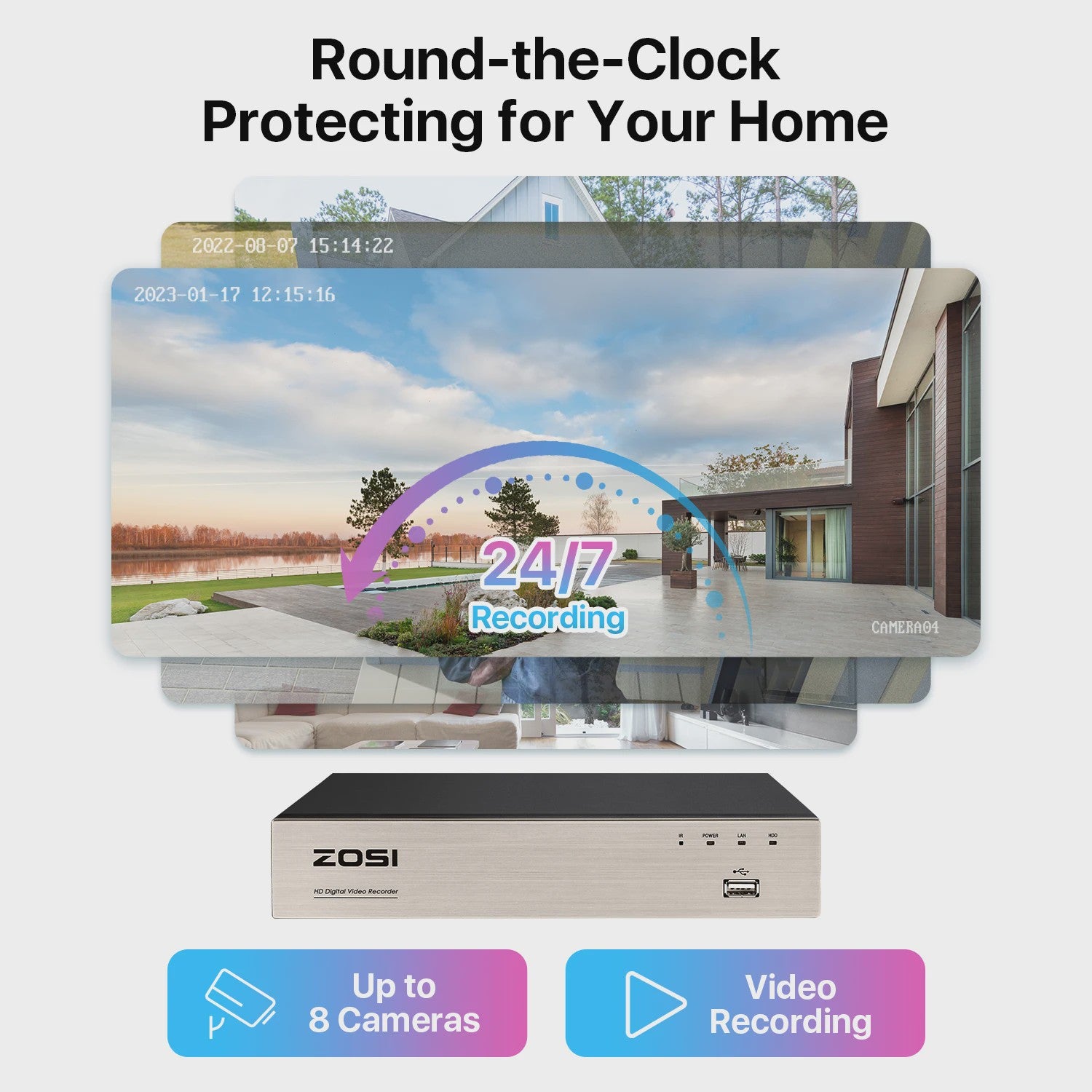 ZOSI 3K Lite Beveiligingscamera Systeem met AI Detectie & 8-Kanaals DVR