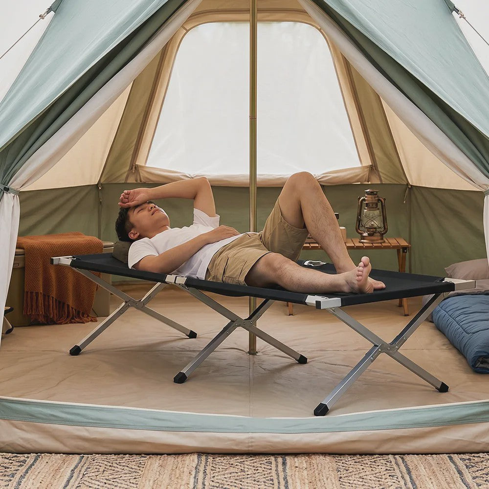 Lichtgewicht Campingbed Opvouwbaar met Stalen Frame en Opbergzak - Draagbaar & Duurzaam