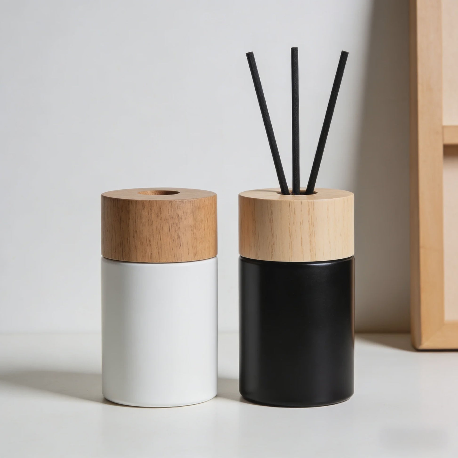 100x Diffuser Stokjes - 3mm x 240mm - Houtkleur, Zwart & Wit - Geurverspreider