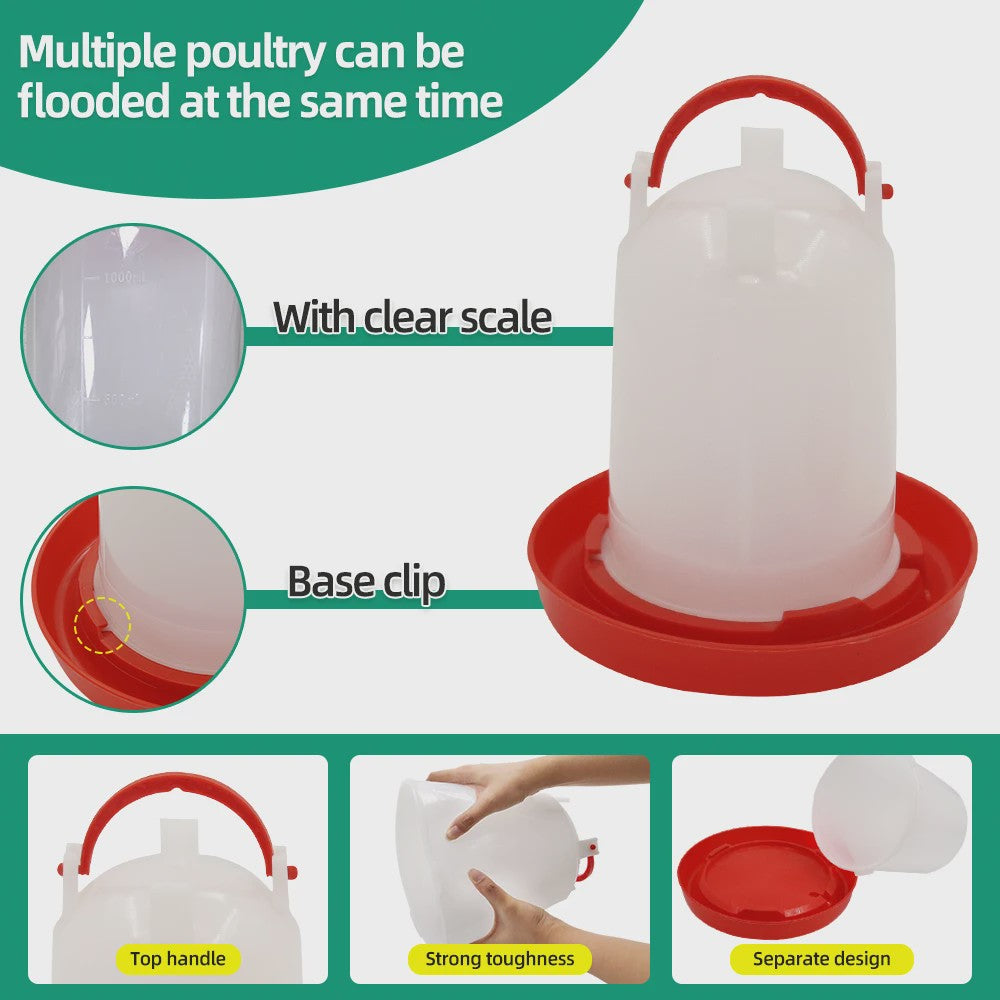 Automatische Kip Voer- en Waterdispenser 3kg/3L - Duurzaam Plastic voor Kippen en Kuikens