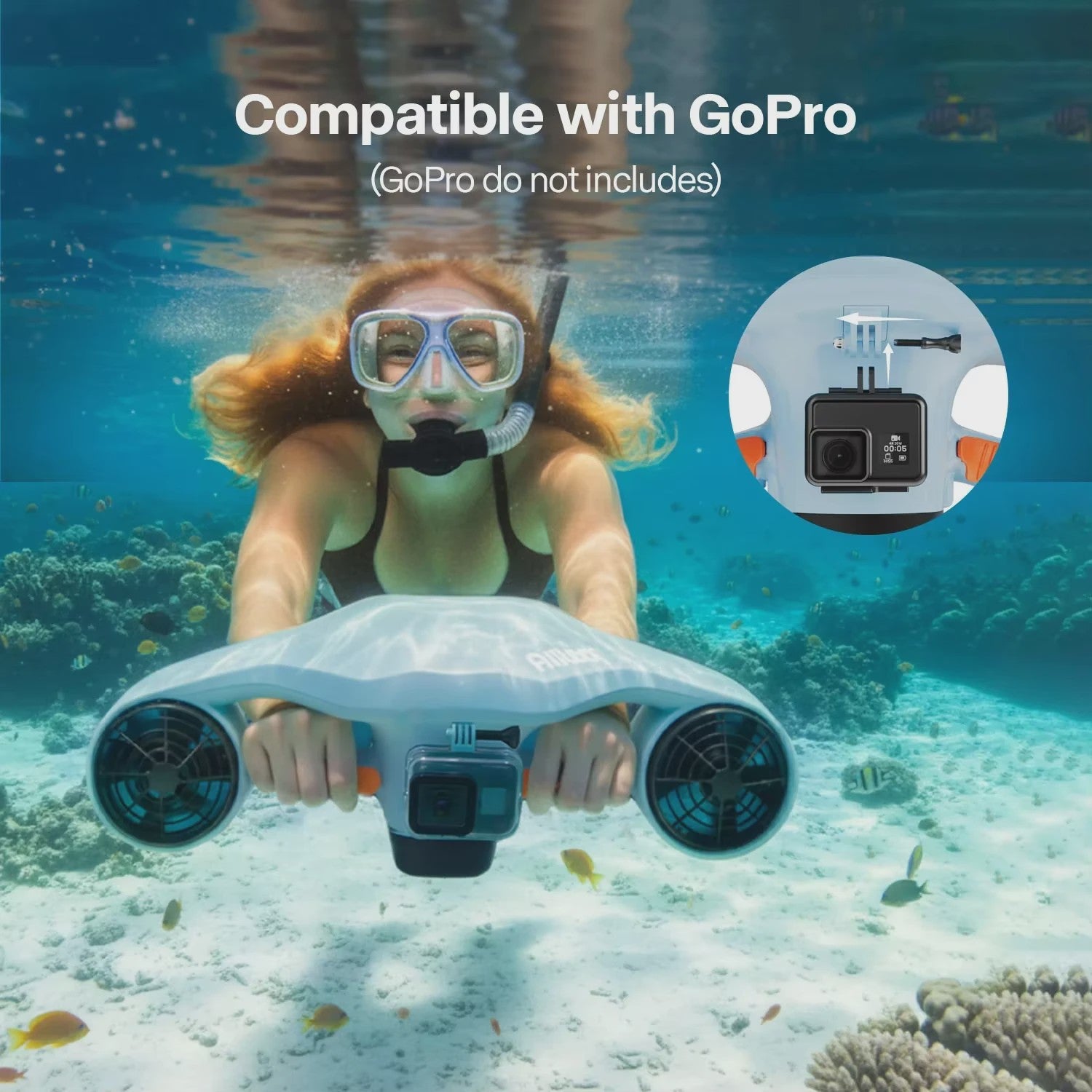Asiwo MANTA 2 Onderwater Scooter - 40M Waterdicht, met Camera Mount voor Duiken & Snorkelen