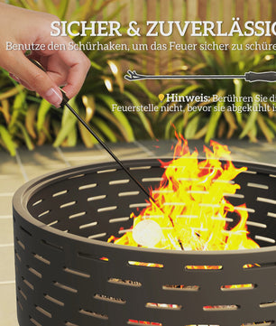 Outsunny 3-in-1 Vuurschaal met Grillrooster - Ø60cm - Vuurkorf, BBQ & Tuin Tafel