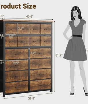 Ladekast met 16 Lades - Hoge Commode Organizer voor Slaapkamer
