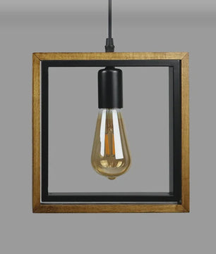 Retro Houten & IJzeren Hanglamp - Stijlvolle Verlichting voor Bar, Restaurant en Huis