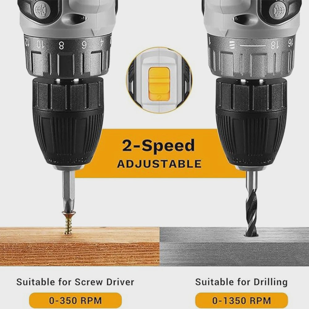 DEKO 20V Accuboormachine Set met Batterij en Lader - Krachtig en Veelzijdig