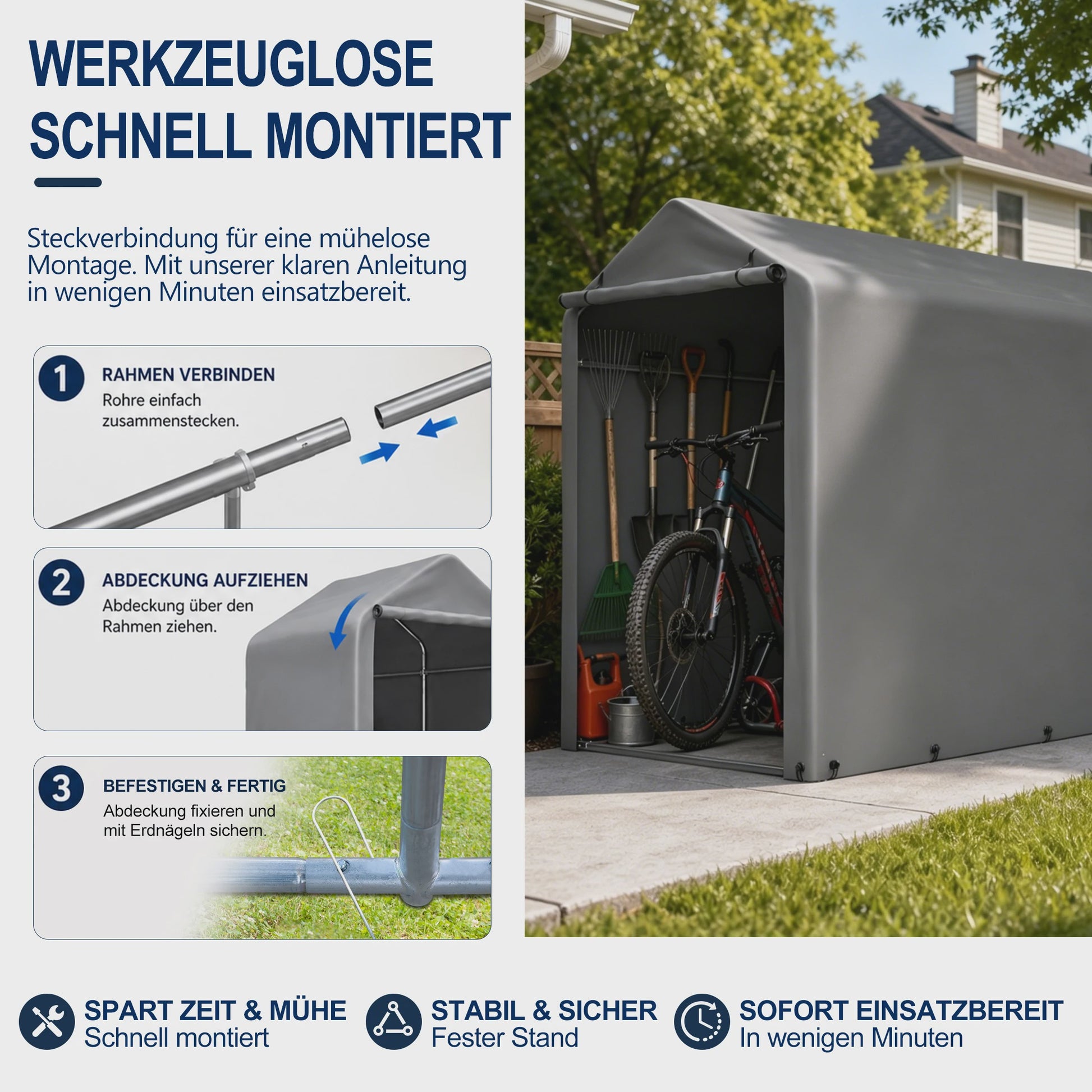 Robuuste Garage Carport 100x187x160cm - Waterdicht, UV-bestendig & Winddicht