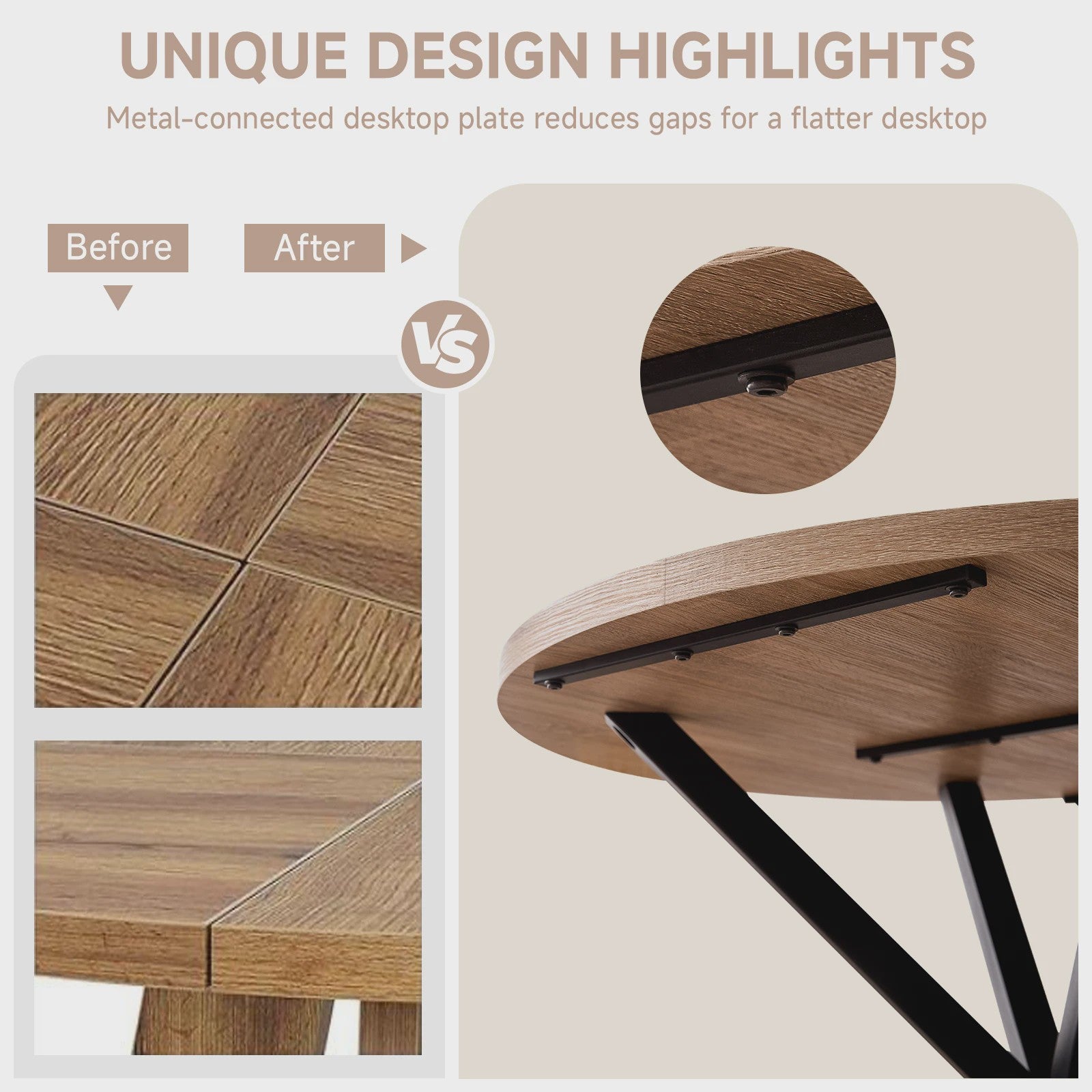 EGOONM Ronde Eettafel / Koffietafel 100cm - Massief Hout & Stalen Frame