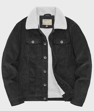 Herfst/Winter Corduroy Heren Jas - Warm & Casual Winddicht met Sherpa Voering