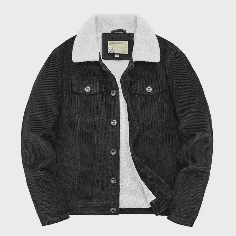 Herfst/Winter Corduroy Heren Jas - Warm & Casual Winddicht met Sherpa Voering
