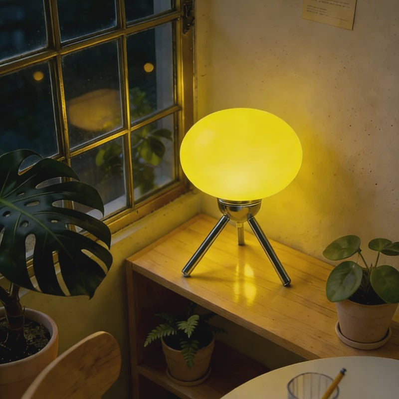 Retro Glazen Mushroom Tafellamp - Nordic Stijl, Sfeervolle Verlichting voor Slaapkamer & Nachtkastje
