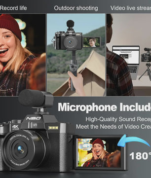 4K Digitale Camera 48MP met 16x Zoom, Draaibaar Scherm & Macro Lens voor Vlogging