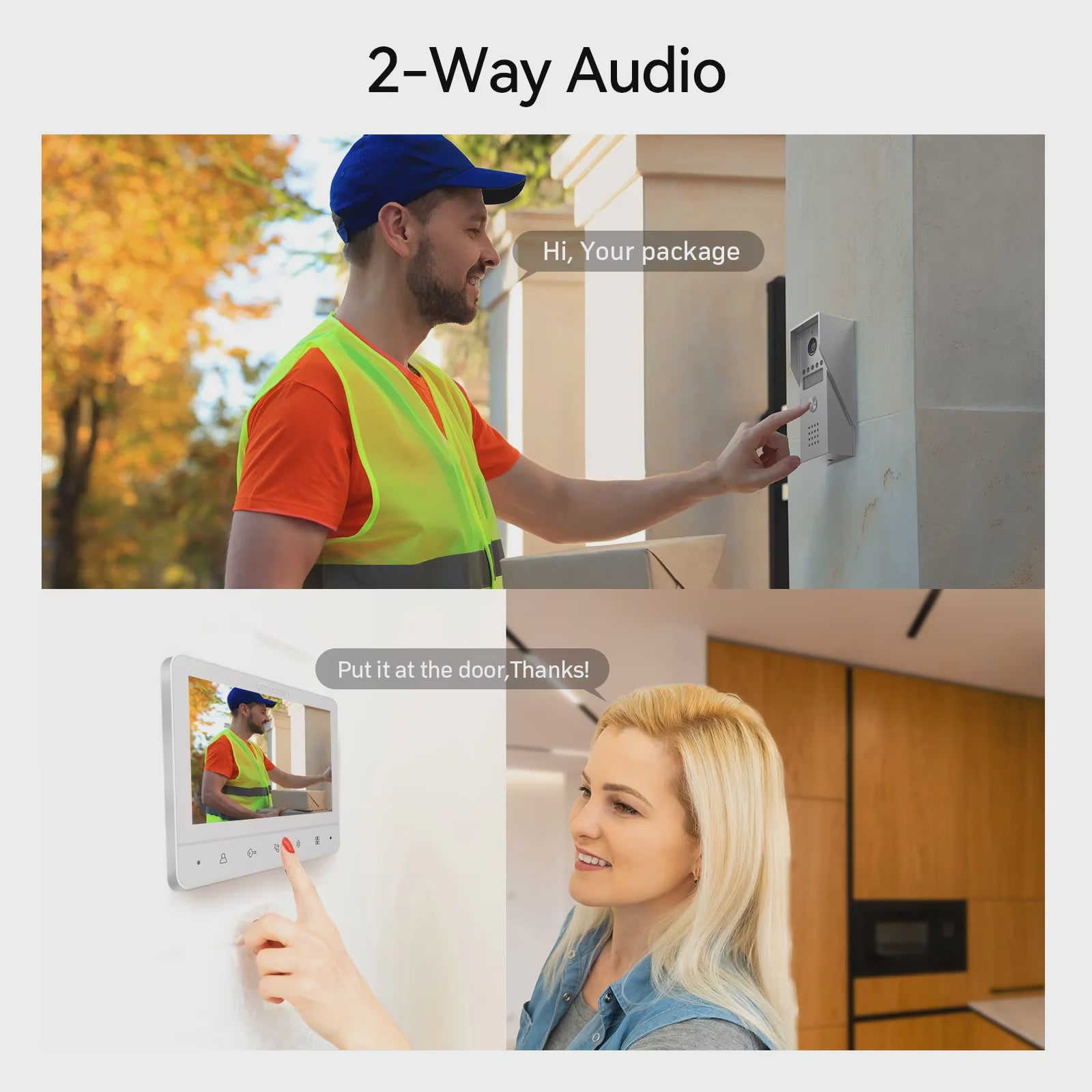 TMEZON 4-Draads Videofoon Intercom Systeem met 7" Kleurendisplay en 120° Camera