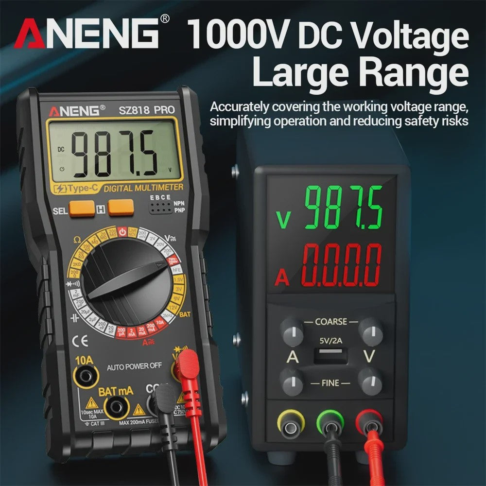 ANENG Digital Multimeters Rechargeable SZ818 Professional AC/DC Voltage NCV Ammeter Voltmeter HFE Triode Capacitor Test Tools