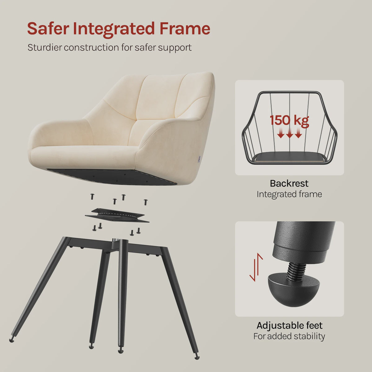 Draaibare eetkamerstoelen van fluweel met armleuningen en metalen poten (set van 2)
