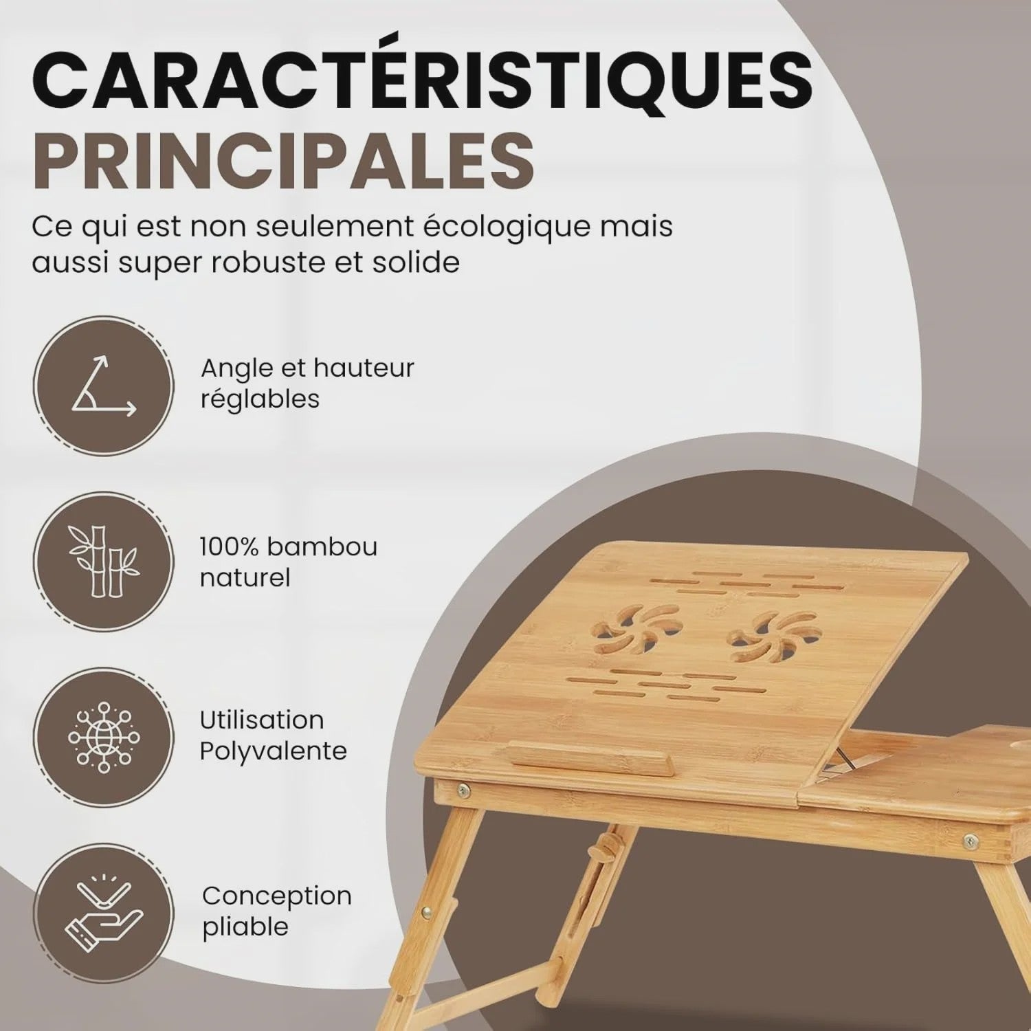 Opklapbare Bamboe Bedtafel met Verstelbare Hoogte & Kantelbaar Bureau - Ideaal voor Laptop, Ontbijt & Lezen