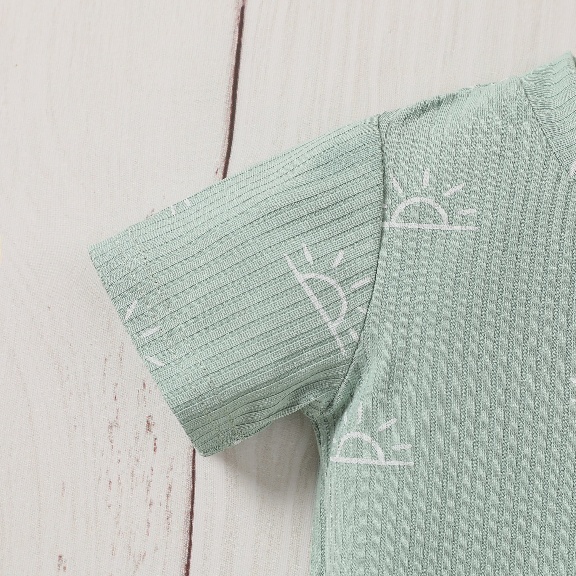 Schattige Baby Zomer Set: Korte Mouw Top & Broek met Zonneprint en Strik - Casual Outfit voor Pasgeborenen