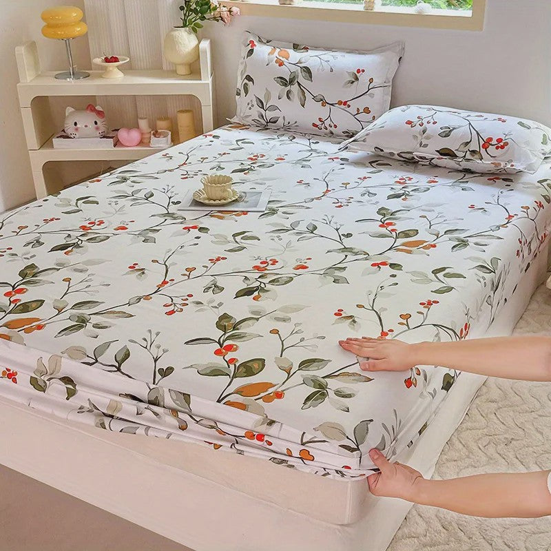 3-delige Beddengoedset met Print: Zacht, Comfortabel, 1 Hoeslaken + 2 Kussenslopen (zonder vulling)