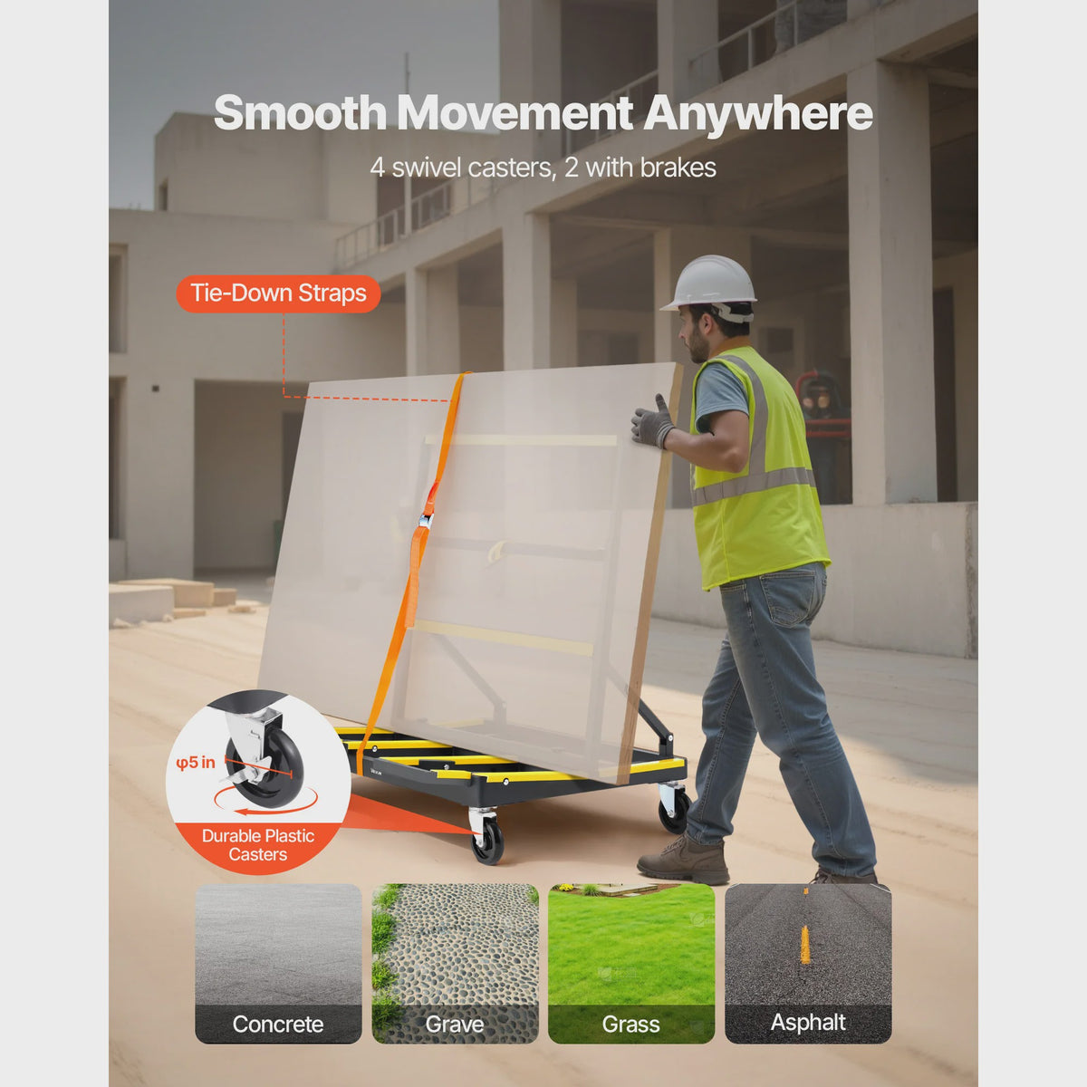 Robuuste Gipsplatenkar met Spanband & Uitklapbaar Dek - 1800 lbs / 816 kg Capaciteit