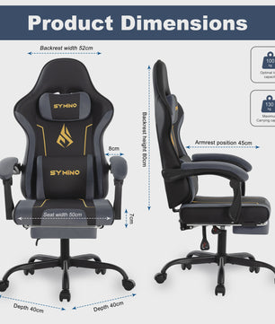 Ergonomische Gaming Stoel met Latex Kussen, Voetensteun & 130kg Capaciteit - Race Stijl
