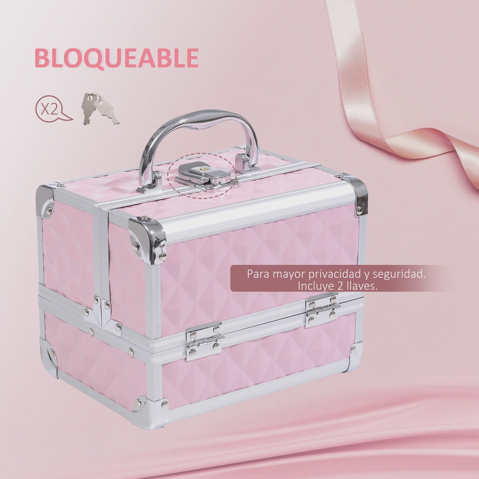 Homcom Make-up Koffer & Cosmetica Organizer - Compact & Roze (20x15x15cm)