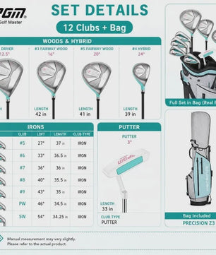 PGM Dames Golfclubset LTG051 - Complete Beginnerset met Golftas (12 Clubs)