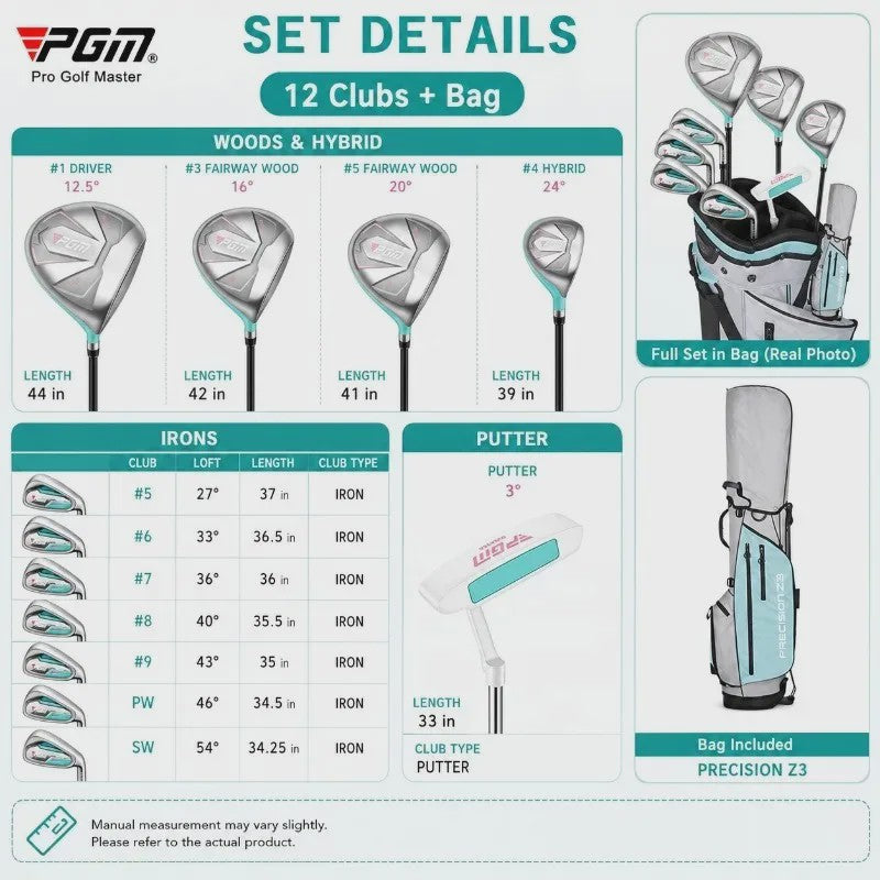 PGM Dames Golfclubset LTG051 - Complete Beginnerset met Golftas (12 Clubs)