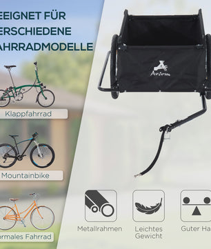 Opvouwbare Fietskar - Robuuste Cargo Trailer met 40kg Capaciteit & 20-inch Wielen - Zwart