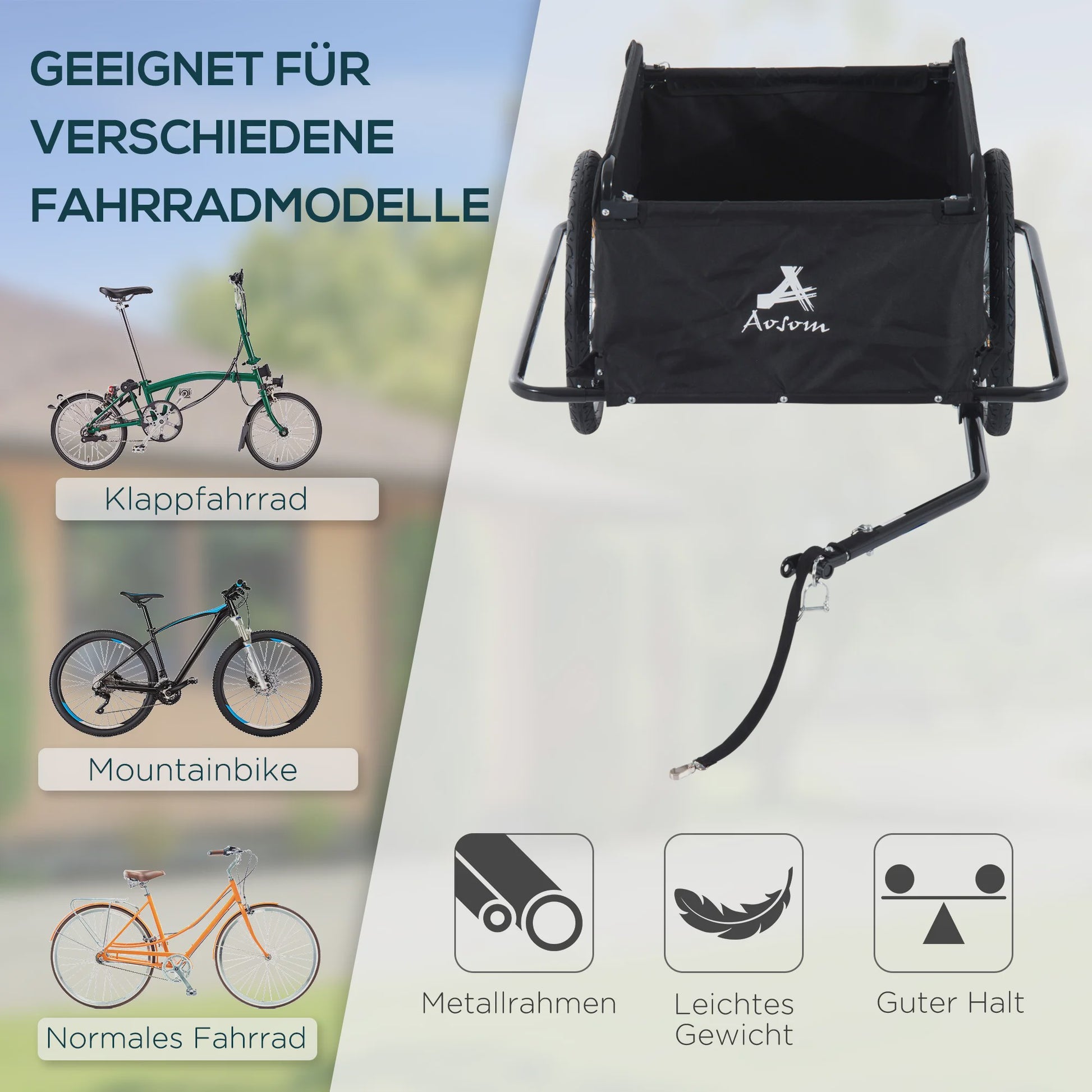 Opvouwbare Fietskar - Robuuste Cargo Trailer met 40kg Capaciteit & 20-inch Wielen - Zwart