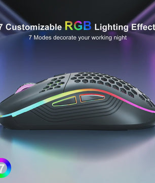 Draadloze RGB Honeycomb Muis - Lichtgewicht, Oplaadbaar & Instelbare DPI
