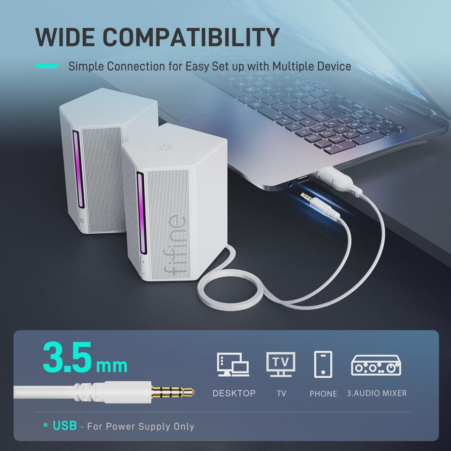 FIFINE A20 RGB PC Speakerset met Stereo Geluid - USB Powered voor PC, PS5, TV, Telefoon