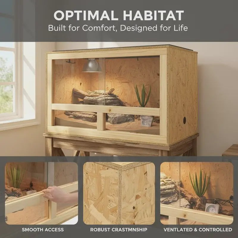 OSB Terrarium 80x50x50 cm voor Reptielen & Knaagdieren - Inclusief Thermometer
