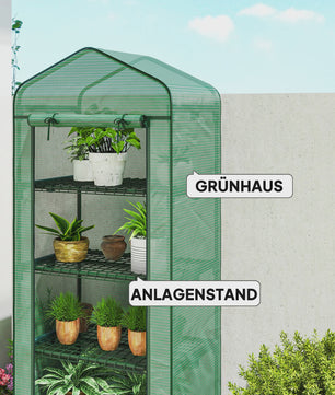 Outsunny Mini Kas met Wielen en 4 Planken - Compacte Film Kas voor Planten