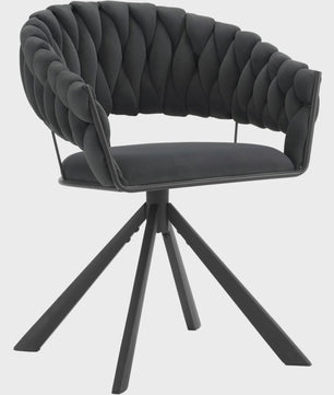 Set van 2 fluwelen draaistoelen 360° met geweven rugleuning en metalen poten
